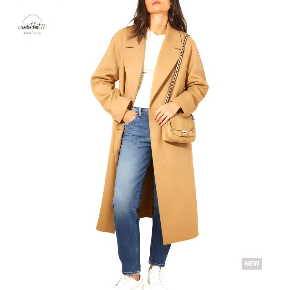 Double Breasted Wool Blend Peacoat Notch Lapel Elegant Classic Winter Outerwear